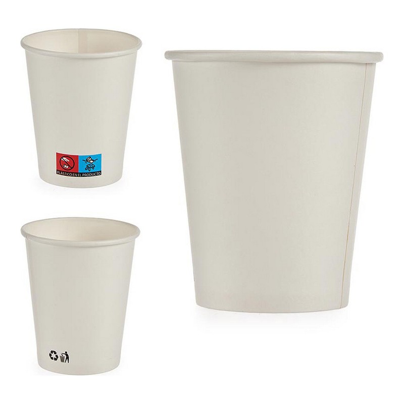 Set De Vasos Papel Blanco Ml Pcs Brycus