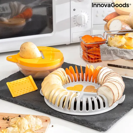 Set per fare patatine al microonde con ricette mandolina e chipit
