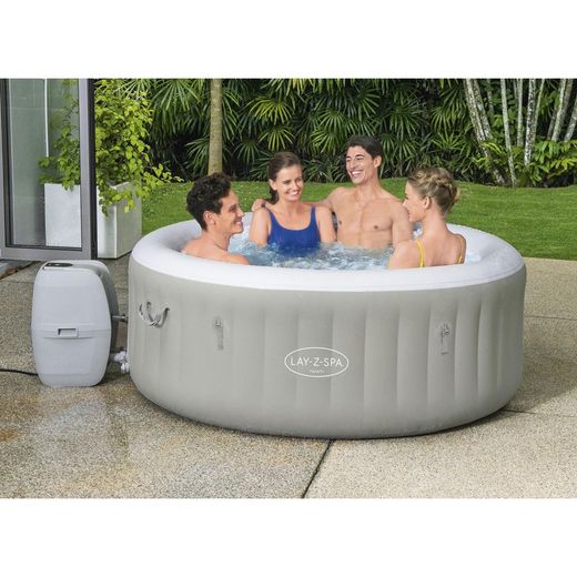 Pacote de Spa Insuflável Bestway Lay-Z-Spa Tahiti para 2-4 pessoas Redondo 180x66 cm com Luzes LED + Dossel + 2 Almofadas