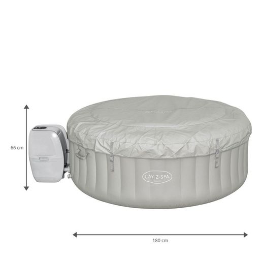 Pacote de Spa Insuflável Bestway Lay-Z-Spa Tahiti para 2-4 pessoas Redondo 180x66 cm com Luzes LED + Dossel + 2 Almofadas