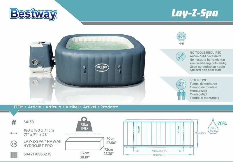 Bestway Lay Aufblasbares Spa Z Spa Hawaii Hydrojet Pro F R Personen Brycus