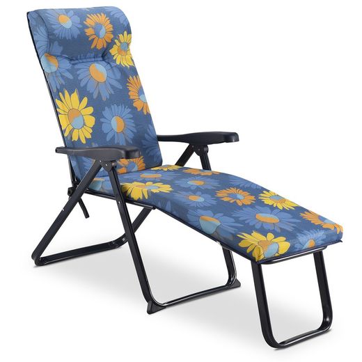 Bain de Soleil Fauteuil de Jardin avec Repose-Pieds Solenny 6 Positions Rembourrage 5 cm 132x62x114 cm