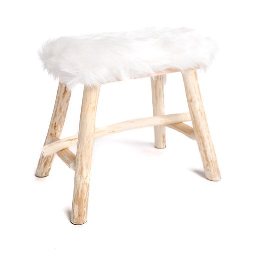 Tabouret avec Fourrure 34x20x35 cm