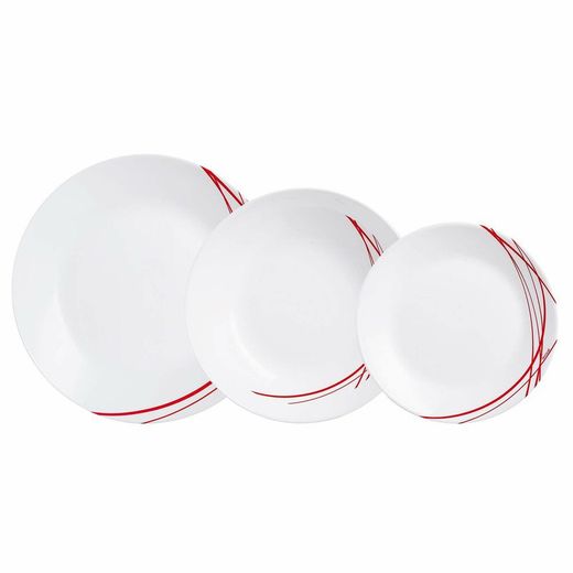 Arcopal Domitille Rood Wit Glas Servies (18 Stuks)